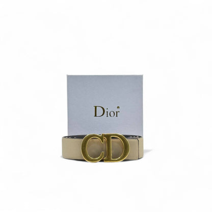 Dior Beige Leather Belt 🤎 | 125cm | Gold CD Buckle + Box