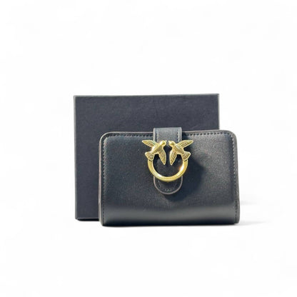 🖤 Pinko Love Birds Wallet – Black with Gold Buckle Closure ✨