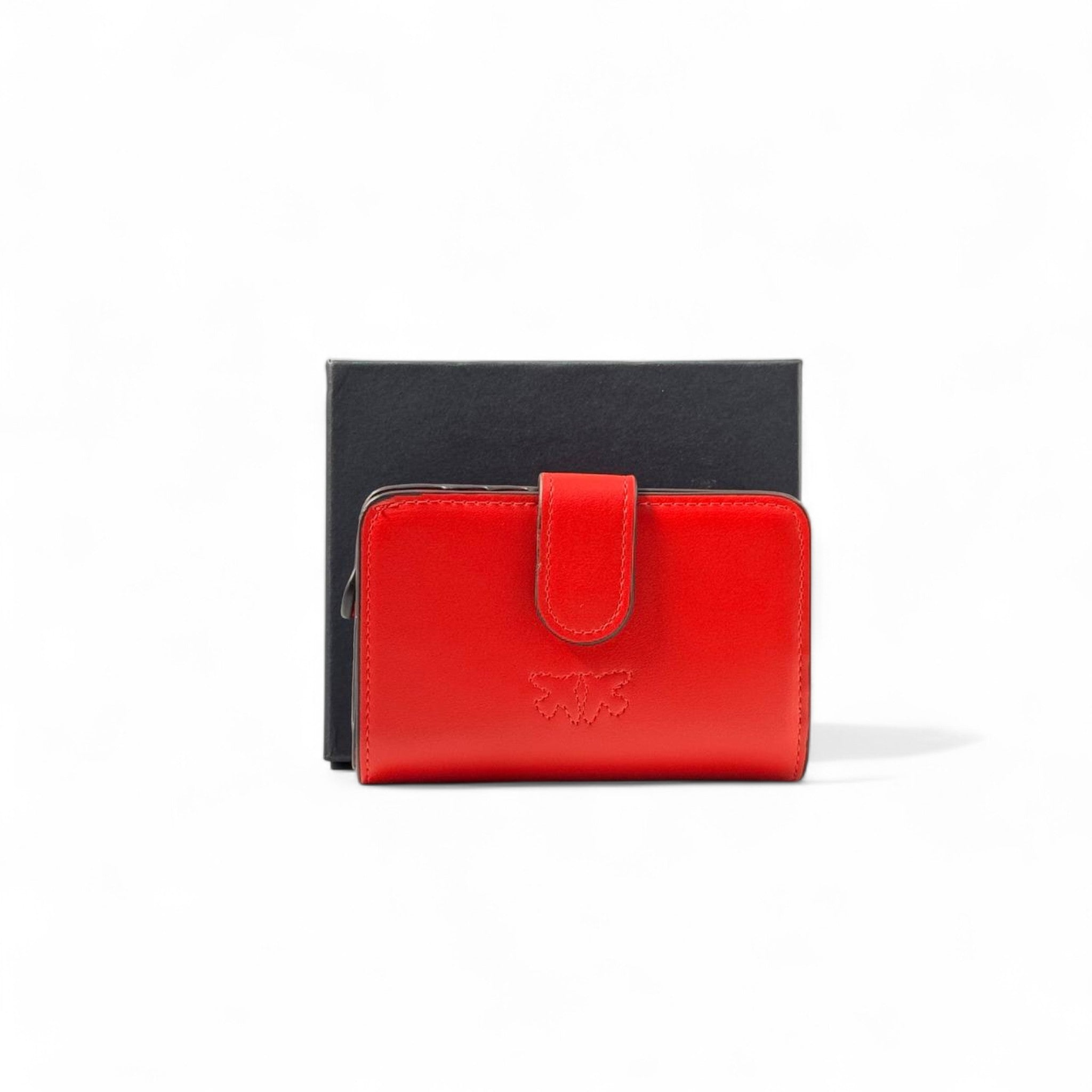 ❤️ Pinko Crystal Letter Wallet – Red with Bold Studded Logo ✨