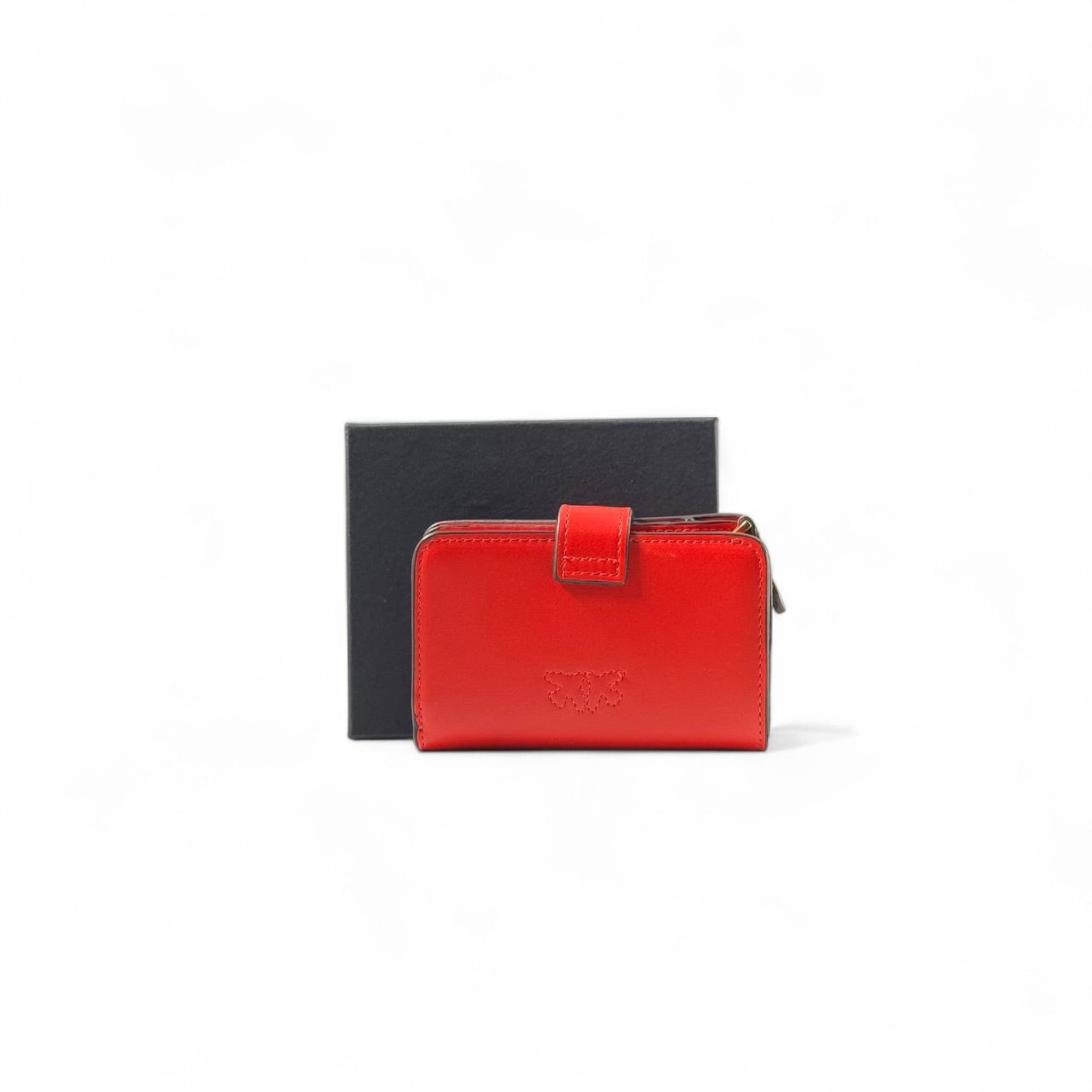 ❤️ Pinko Love Birds Wallet – Red with Gold Buckle Closure ✨