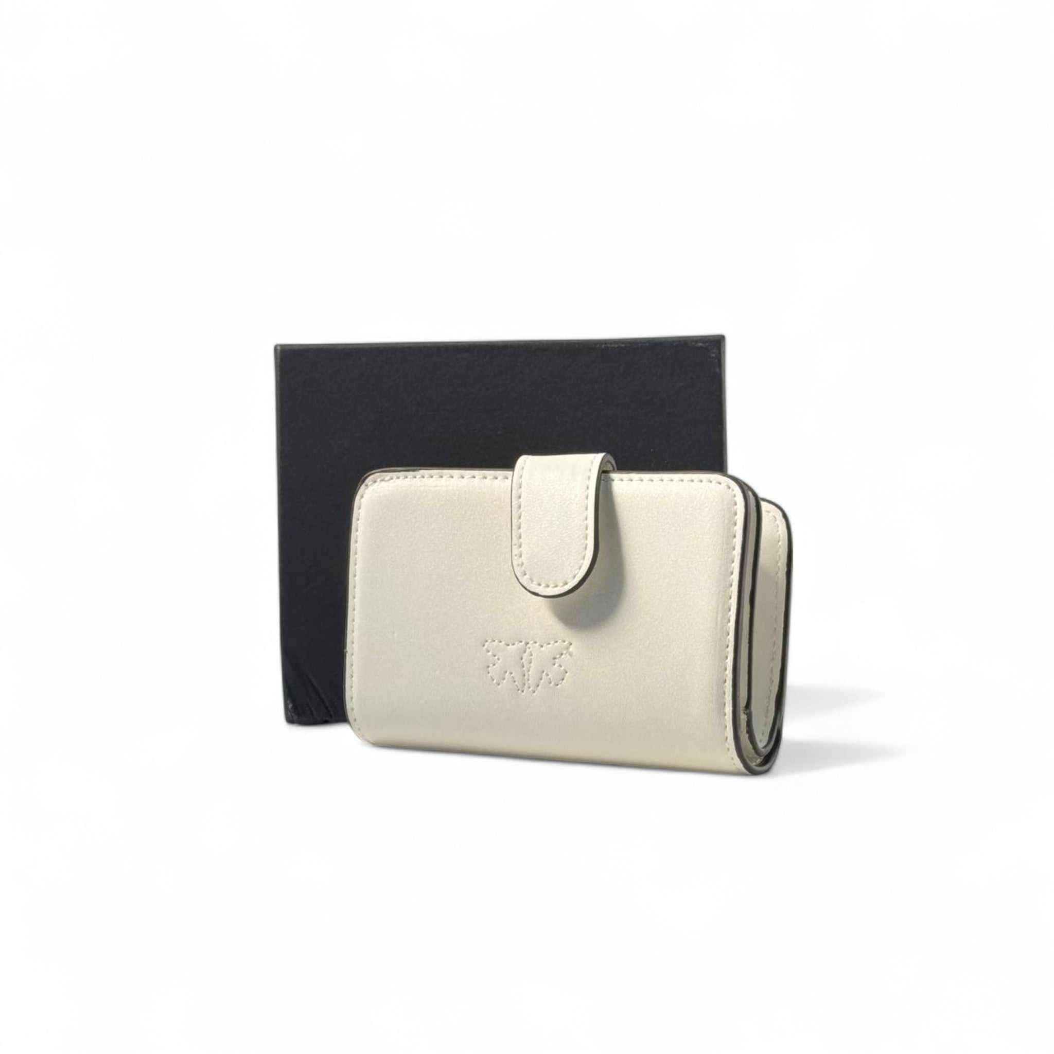 ✨ Pinko Crystal Letter Wallet – Ivory with Studded PINKO Logo 💎