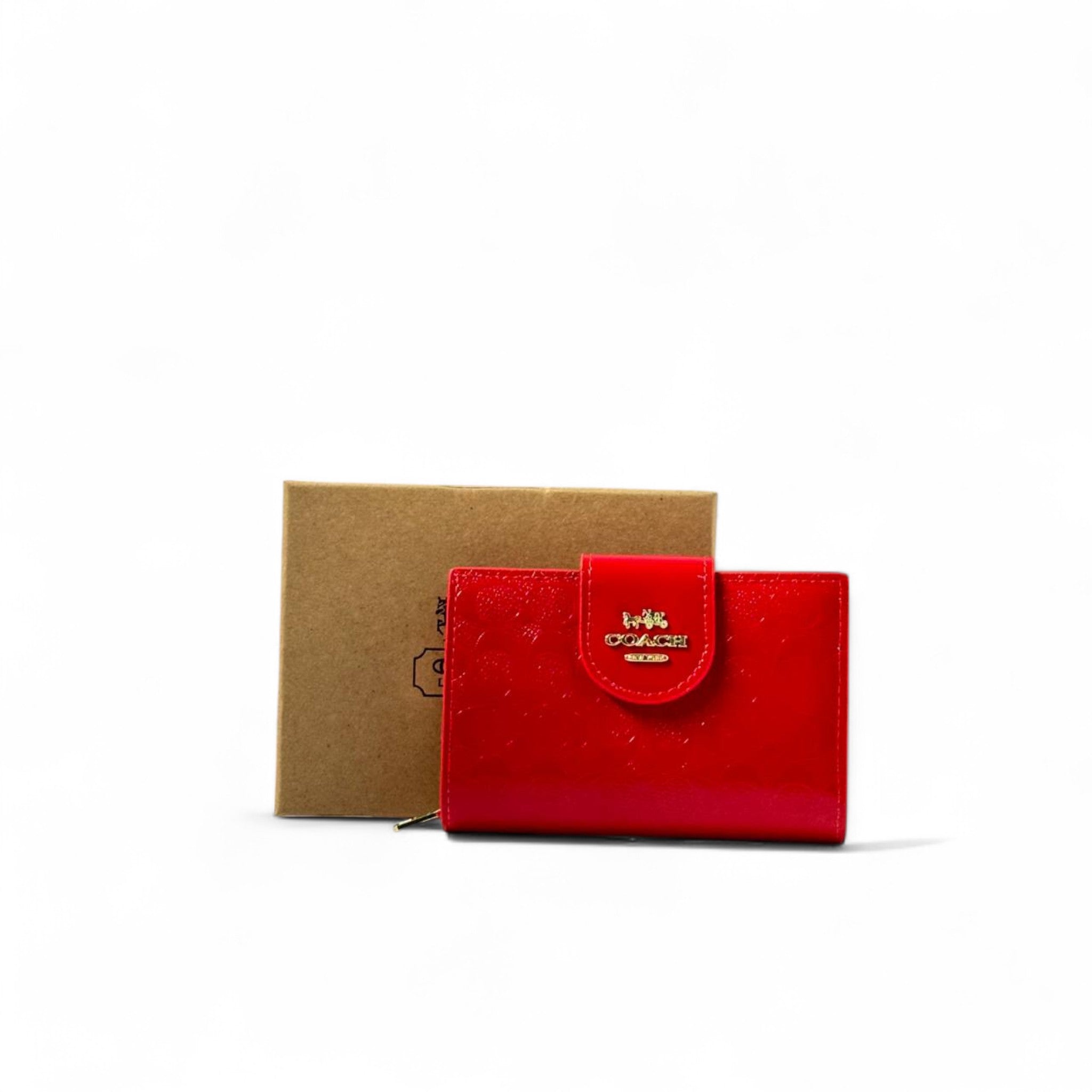 ❤️ Coach Red Glossy Logo Wallet – Bold & Chic Statement 🔥