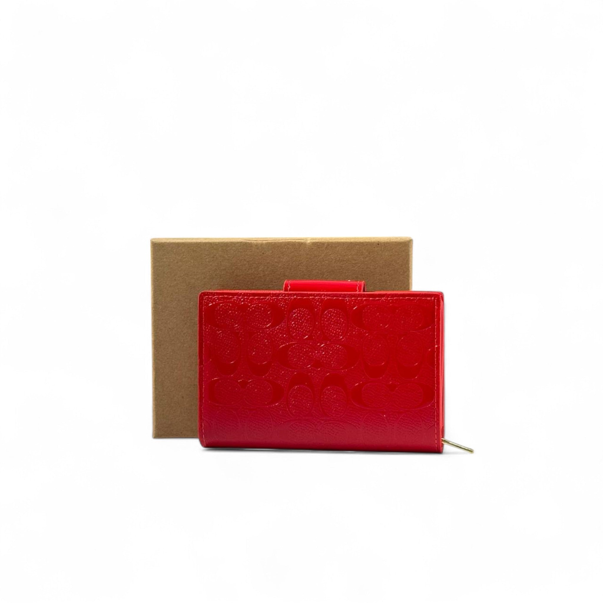 ❤️ Coach Red Glossy Logo Wallet – Bold & Chic Statement 🔥