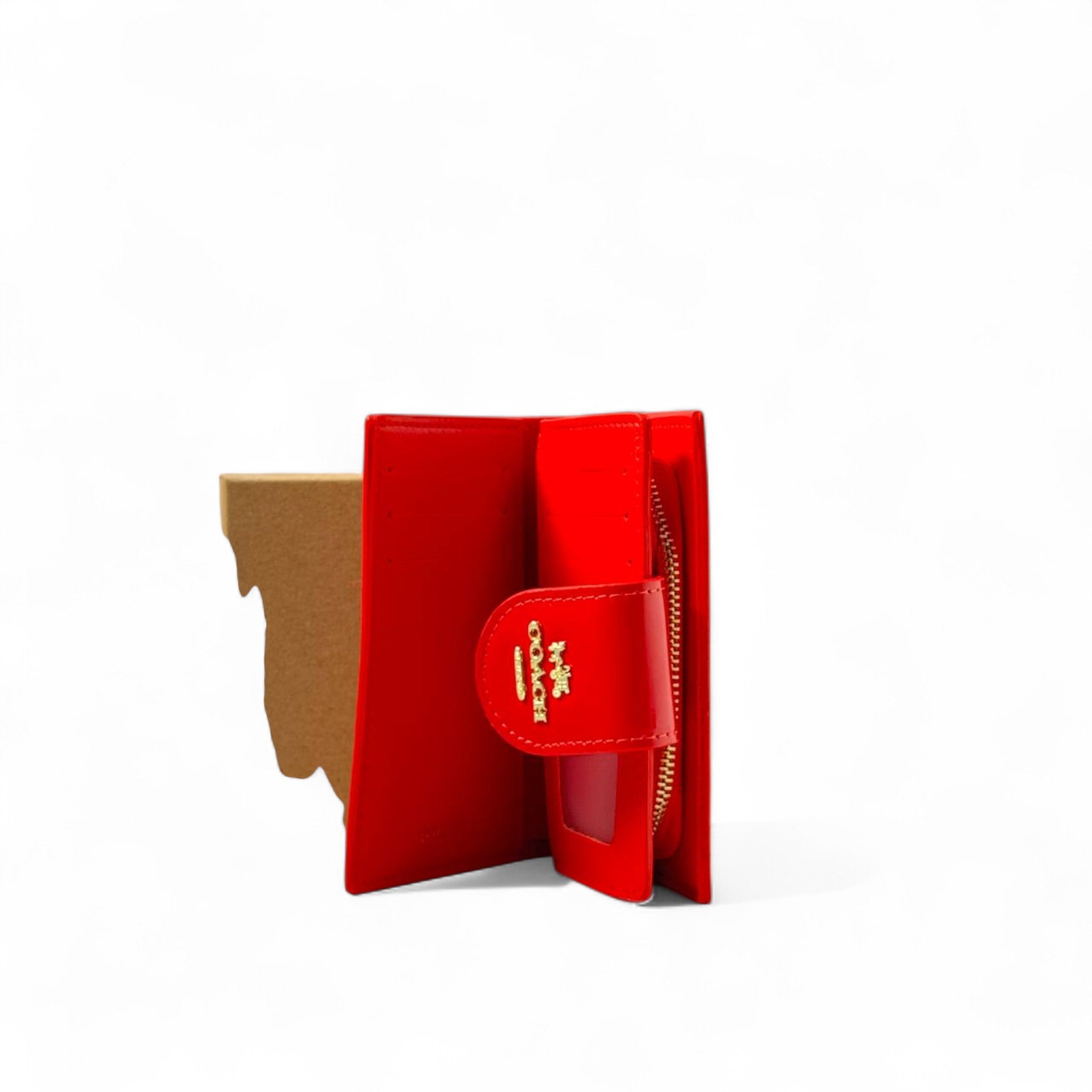 ❤️ Coach Red Glossy Logo Wallet – Bold & Chic Statement 🔥
