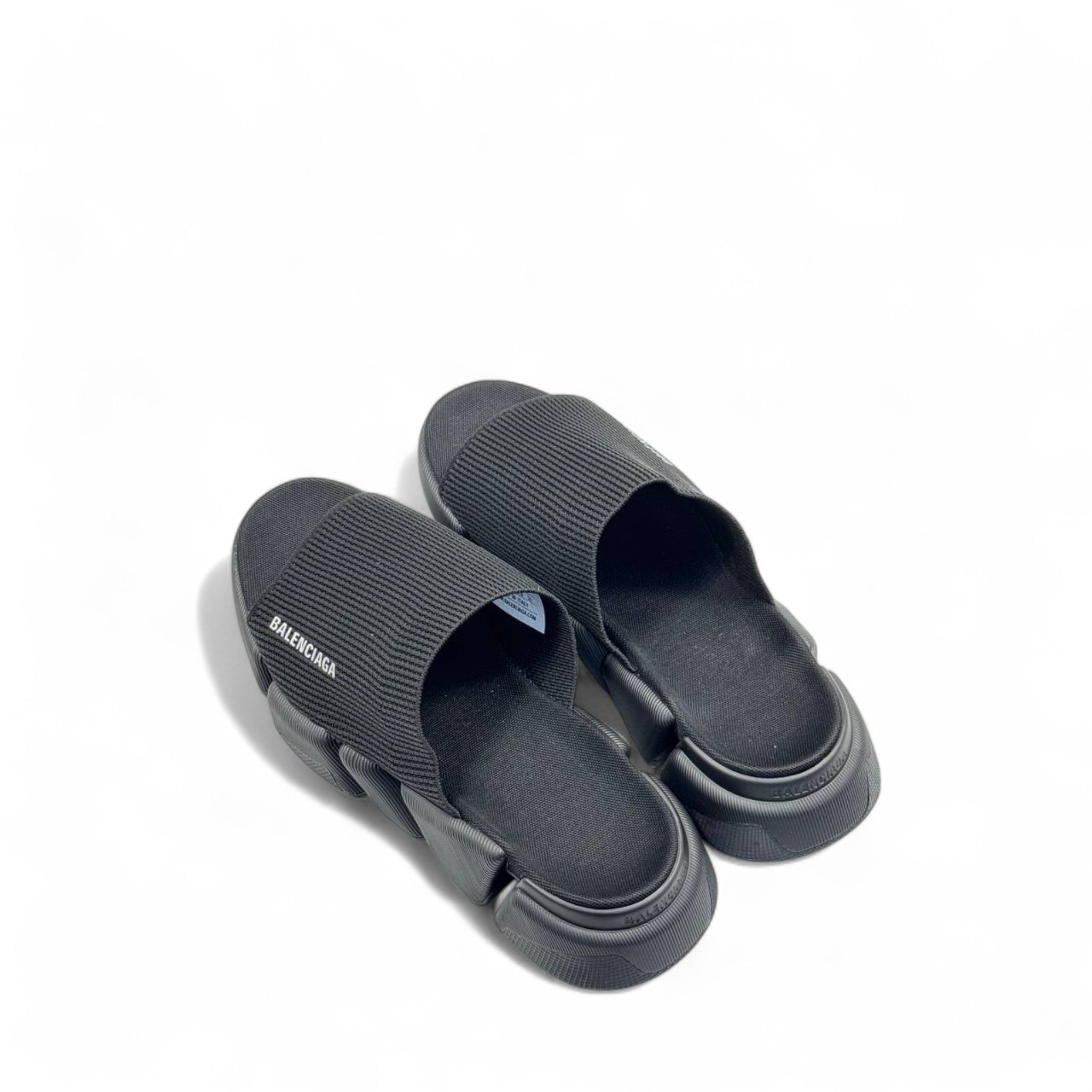 Balenciaga Black Tech Slides – Sleek Minimalist Comfort