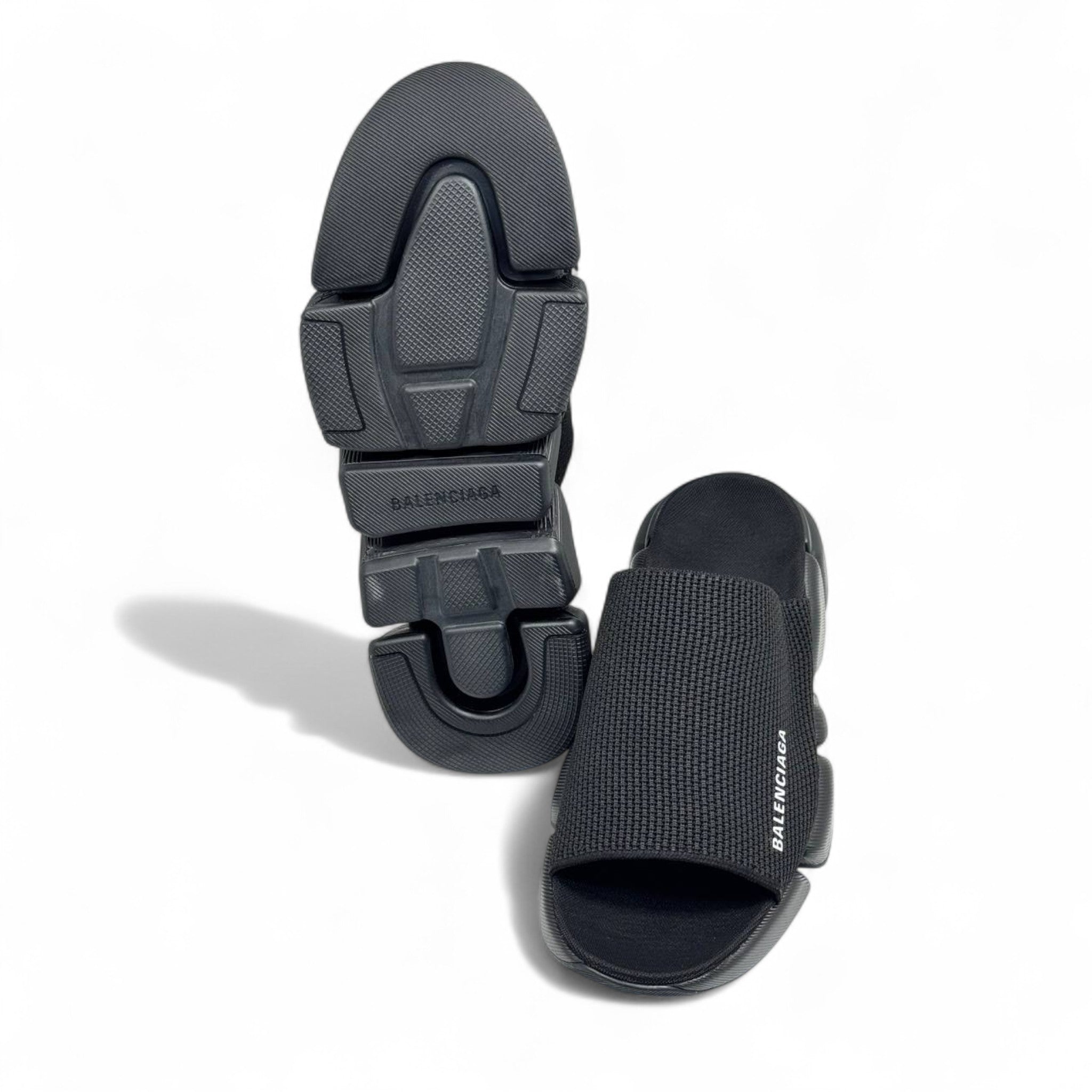 Balenciaga Black Tech Slides – Sleek Minimalist Comfort