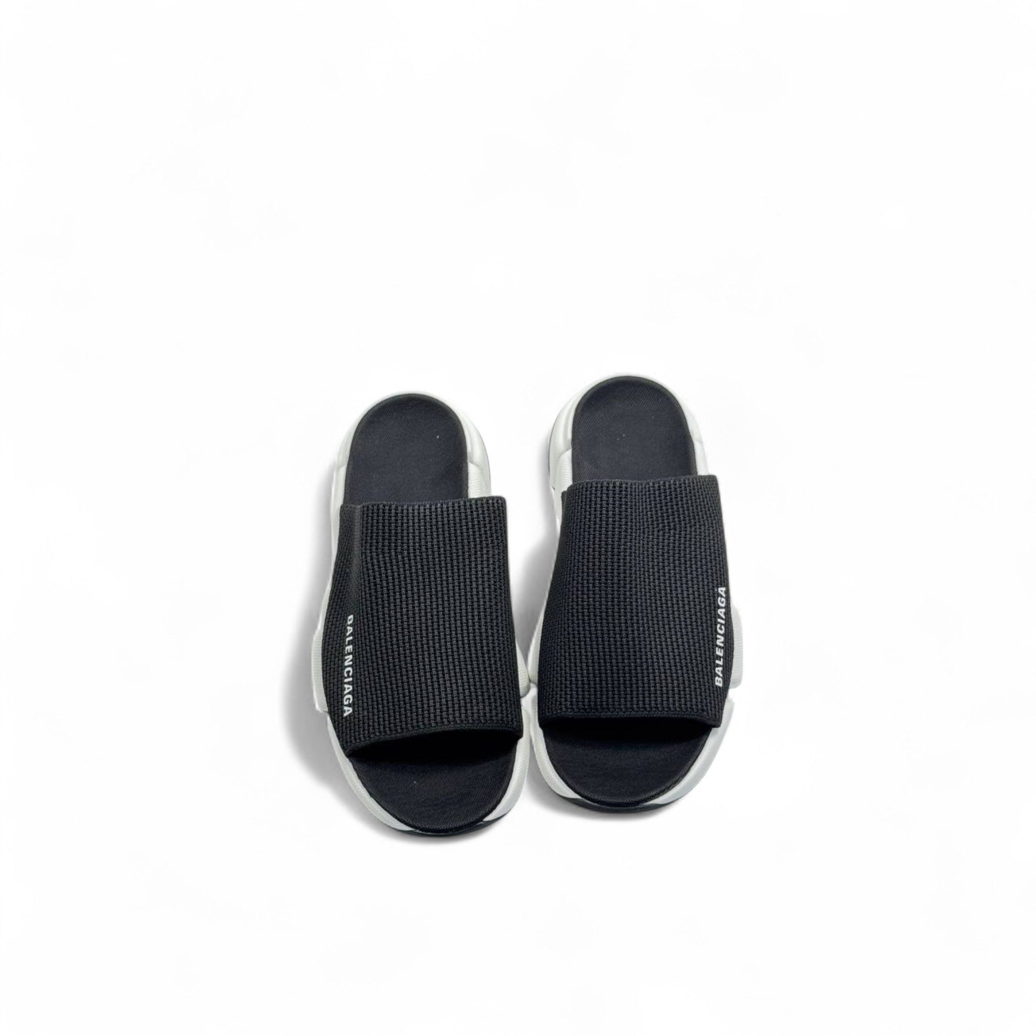 Balenciaga Tech Slides – Black Strap with White Sole