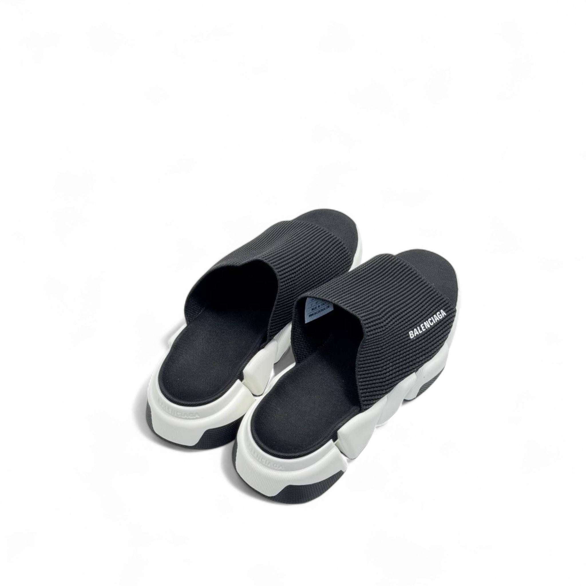 Balenciaga Tech Slides – Black Strap with White Sole