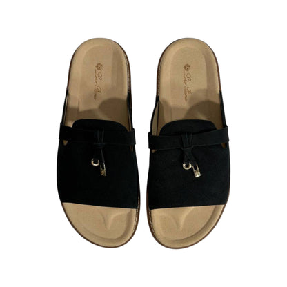 Loro Piana Black Comfort Slides 🖤✨ Luxury Summer Sandals for men