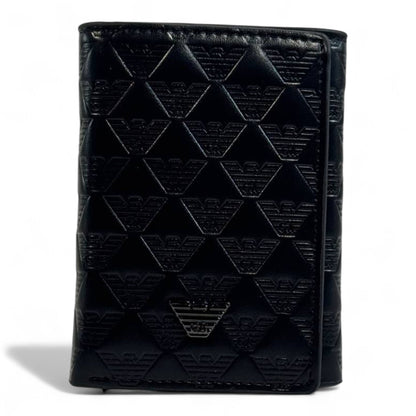 🖤 Emporio Armani Embossed Trifold Wallet – Black Edition 🦅