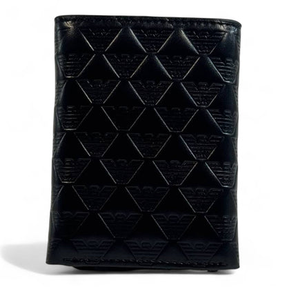 🖤 Emporio Armani Embossed Trifold Wallet – Black Edition 🦅