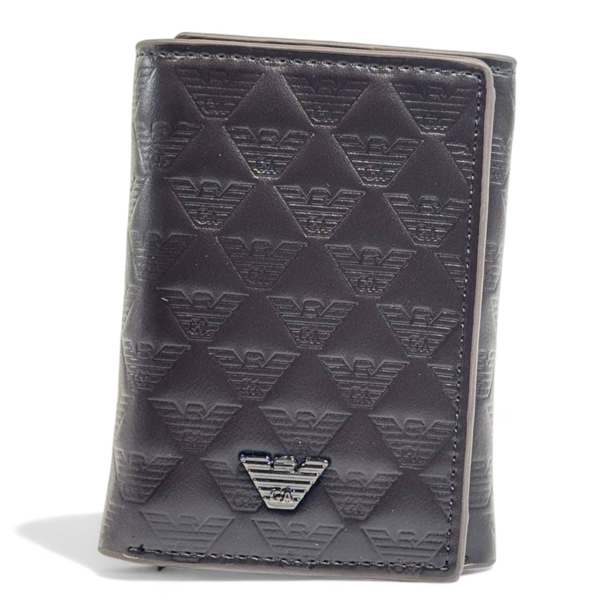 Emporio Armani Embossed Trifold Wallet – Coffee Brown Edition