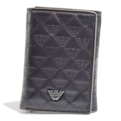 Emporio Armani Embossed Trifold Wallet – Coffee Brown Edition