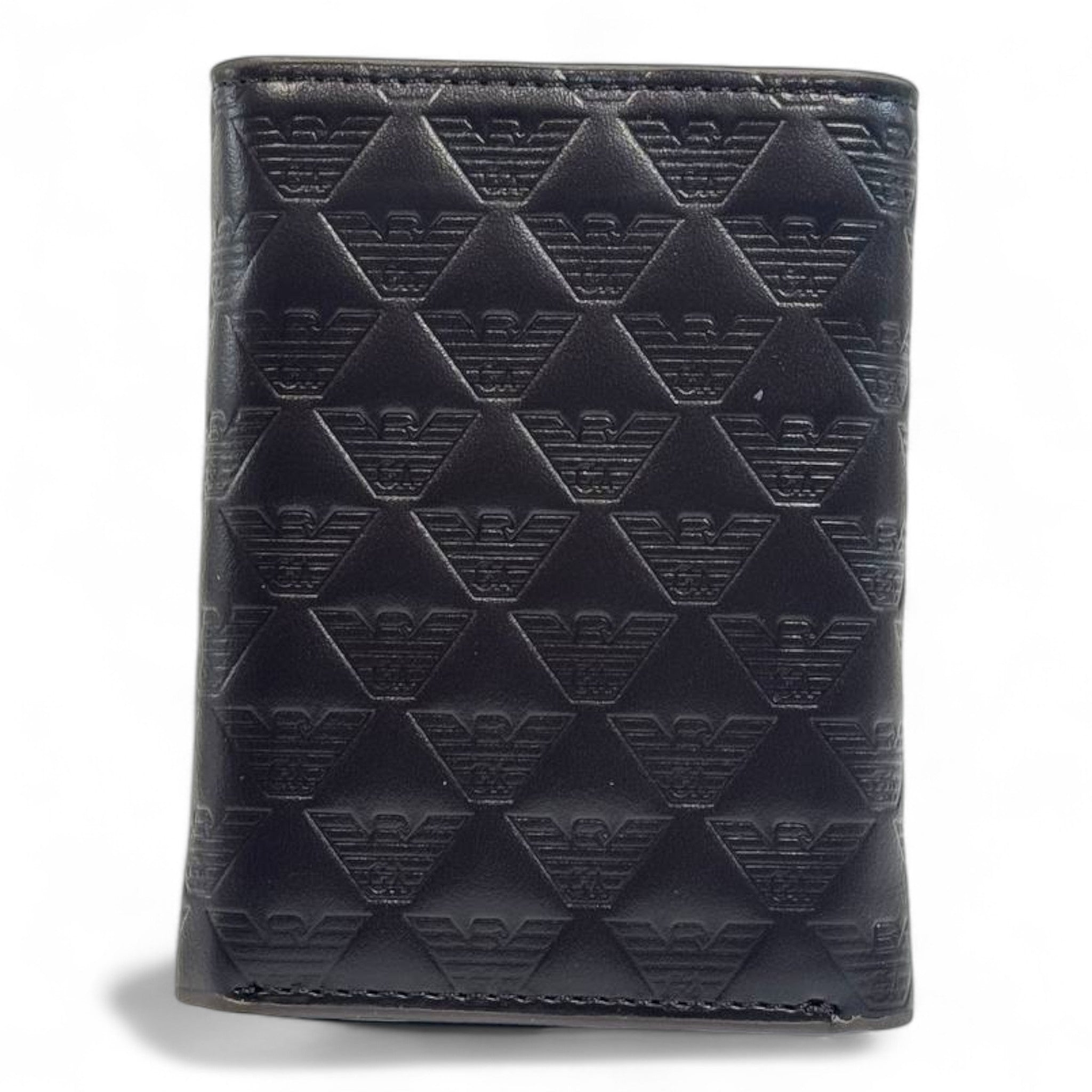 Emporio Armani Dual-Texture Trifold Wallet – Coffee Brown Edition
