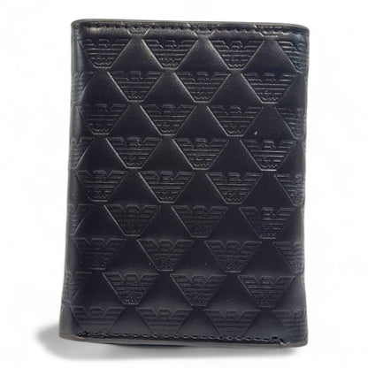 Emporio Armani Dual-Texture Trifold Wallet – Coffee Brown Edition