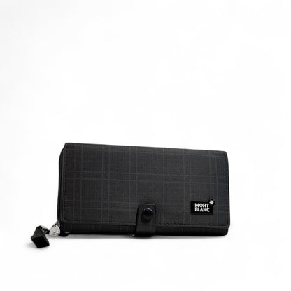 🖤 Montblanc Checkered Long Wallet – Black Edition ✨