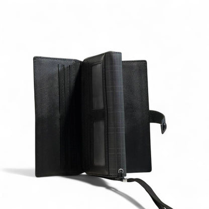 🖤 Montblanc Checkered Long Wallet – Black Edition ✨