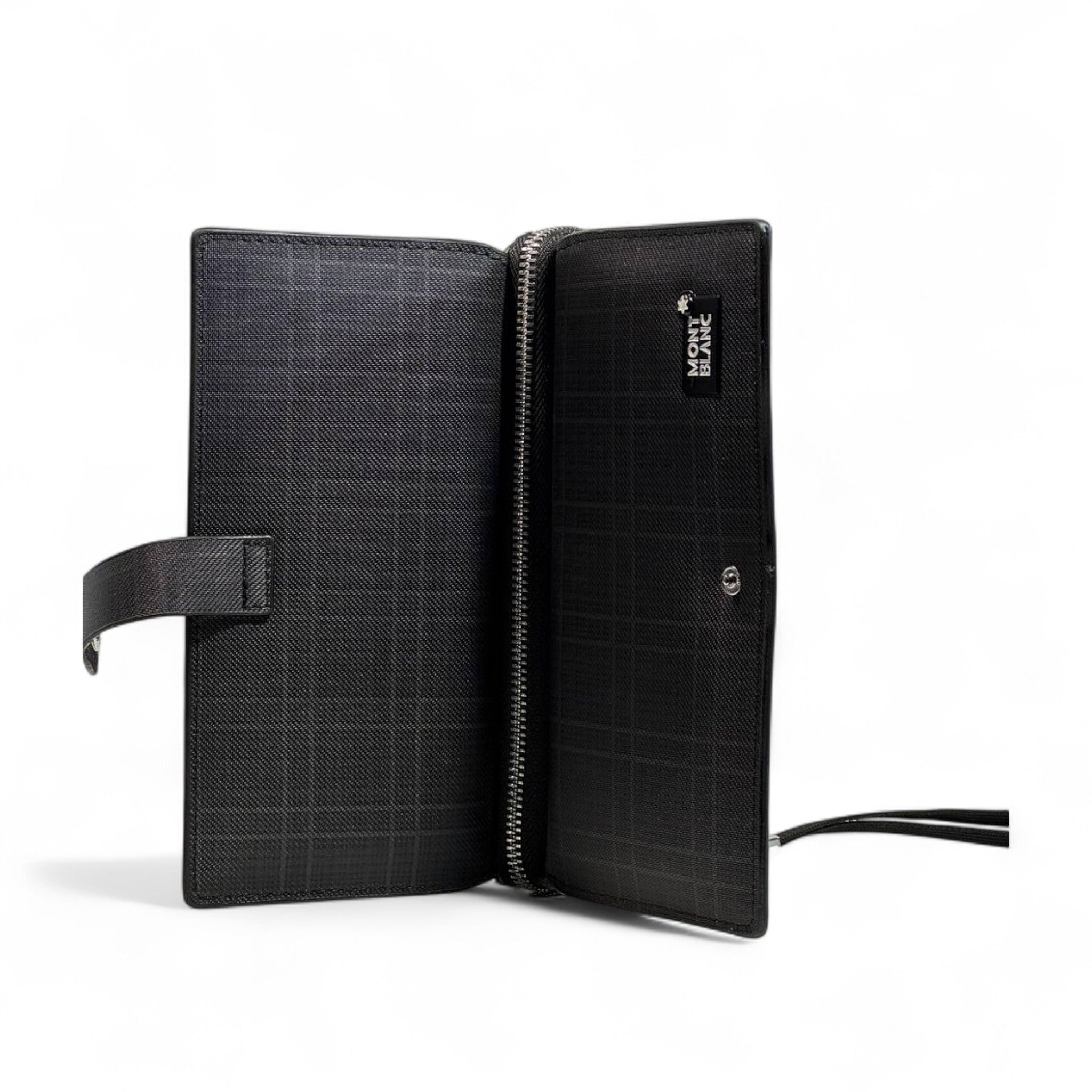 🖤 Montblanc Checkered Long Wallet – Black Edition ✨