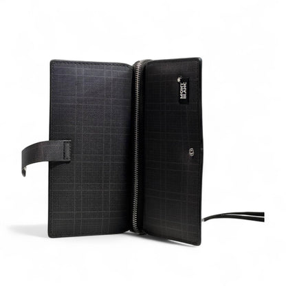 🖤 Montblanc Checkered Long Wallet – Black Edition ✨