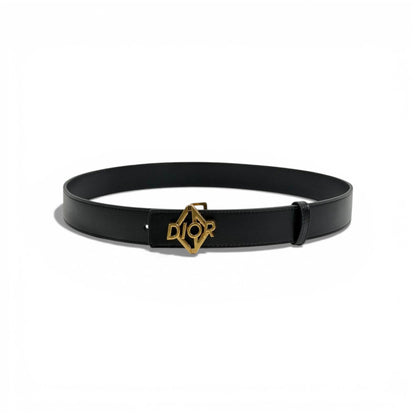 🖤 Dior Leather Belt with Gold Logo Buckle – 120 cm | Iconic Luxury ✨