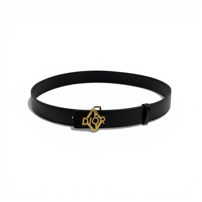 🖤 Dior Leather Belt with Gold Logo Buckle – 120 cm | Iconic Luxury ✨