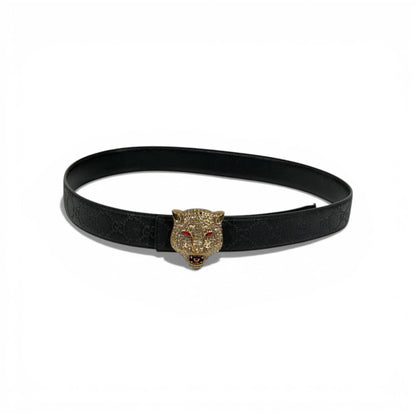🖤 Gucci GG Supreme Belt with Gold Tiger Head Buckle -110cm| Iconic Statement ✨
