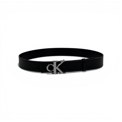 🖤 Calvin Klein Black Leather Belt with Silver CK Buckle-110 | Timeless Minimalism ✨