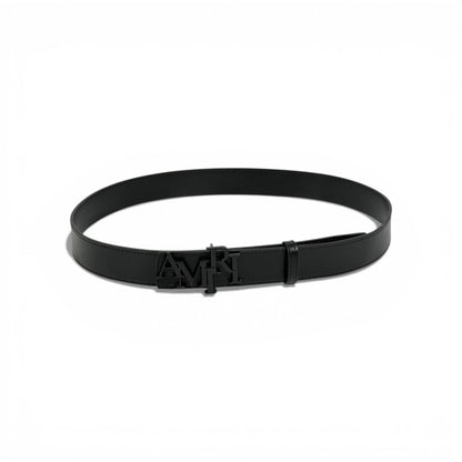 🖤 Amiri Black Leather Belt Matte Logo Buckle – 120cm
