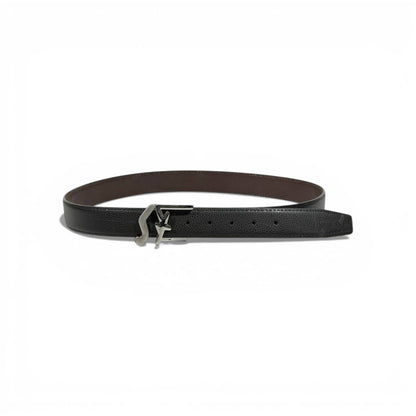 ✨ Salvatore Ferragamo Luxury Black Leather Belt – Silver Buckle | 110cm