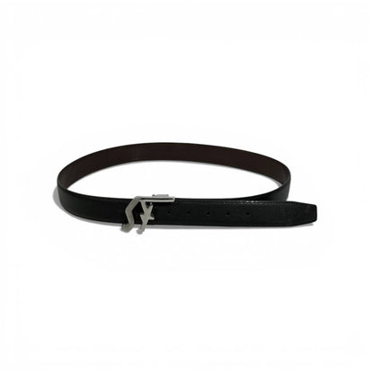 ✨ Salvatore Ferragamo Luxury Black Leather Belt – Silver Buckle | 110cm