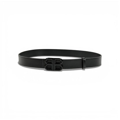 ✨ Balenciaga Black Leather Belt BB Logo Buckle 120cm Luxury Men’s Accessory