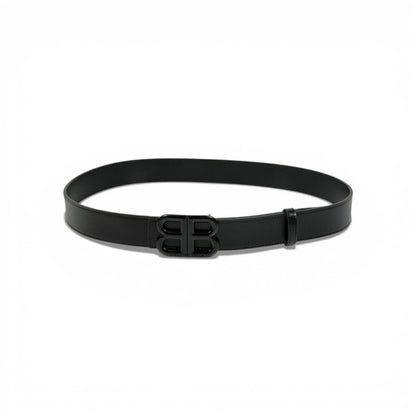 ✨ Balenciaga Black Leather Belt BB Logo Buckle 120cm Luxury Men’s Accessory
