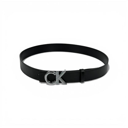🖤 Calvin Klein Black Leather Belt CK Silver Buckle 110cm | Luxury Men’s Belt