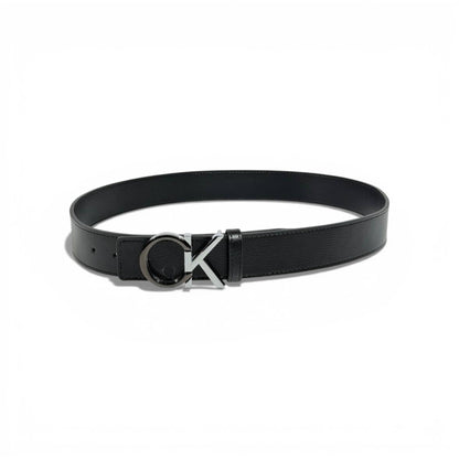 🖤 Calvin Klein Black Leather Belt CK Silver Buckle 110cm | Luxury Men’s Belt