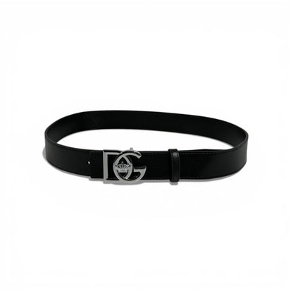 🖤 Dolce & Gabbana DG Black Leather Belt Silver Buckle 115cm | Luxury Men’s Belt
