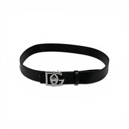 🖤 Dolce & Gabbana DG Black Leather Belt Silver Buckle 115cm | Luxury Men’s Belt