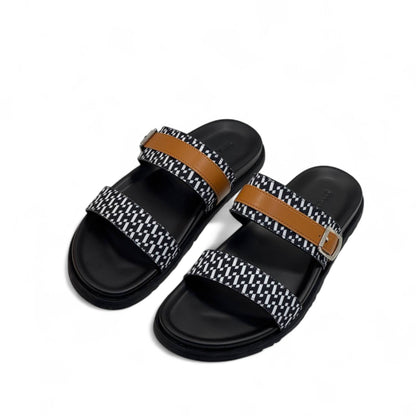 Hermès Men's Double Strap Sandals – Black & Tan Elegance