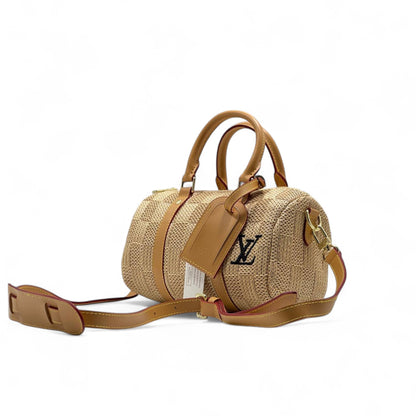 Louis Vuitton Raffia Duffle Bag – Natural Elegance Edition 👜🌾