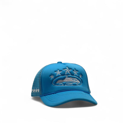 Corteiz Tank Trucker Cap – Sky Blue Storm Edition 💙⚡