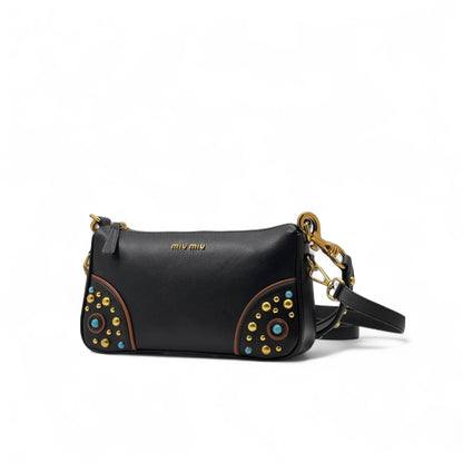 👜 Miu Miu Black Studded Shoulder Bag – Edgy Glamour, Italian Craft 💎🇮🇹