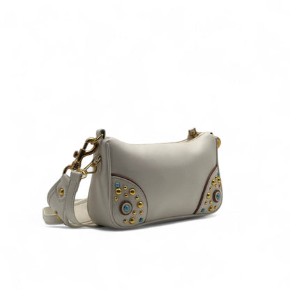 👜 Miu Miu Ivory Studded Leather Bag – Light Luxe, Statement Elegance 🤍💫