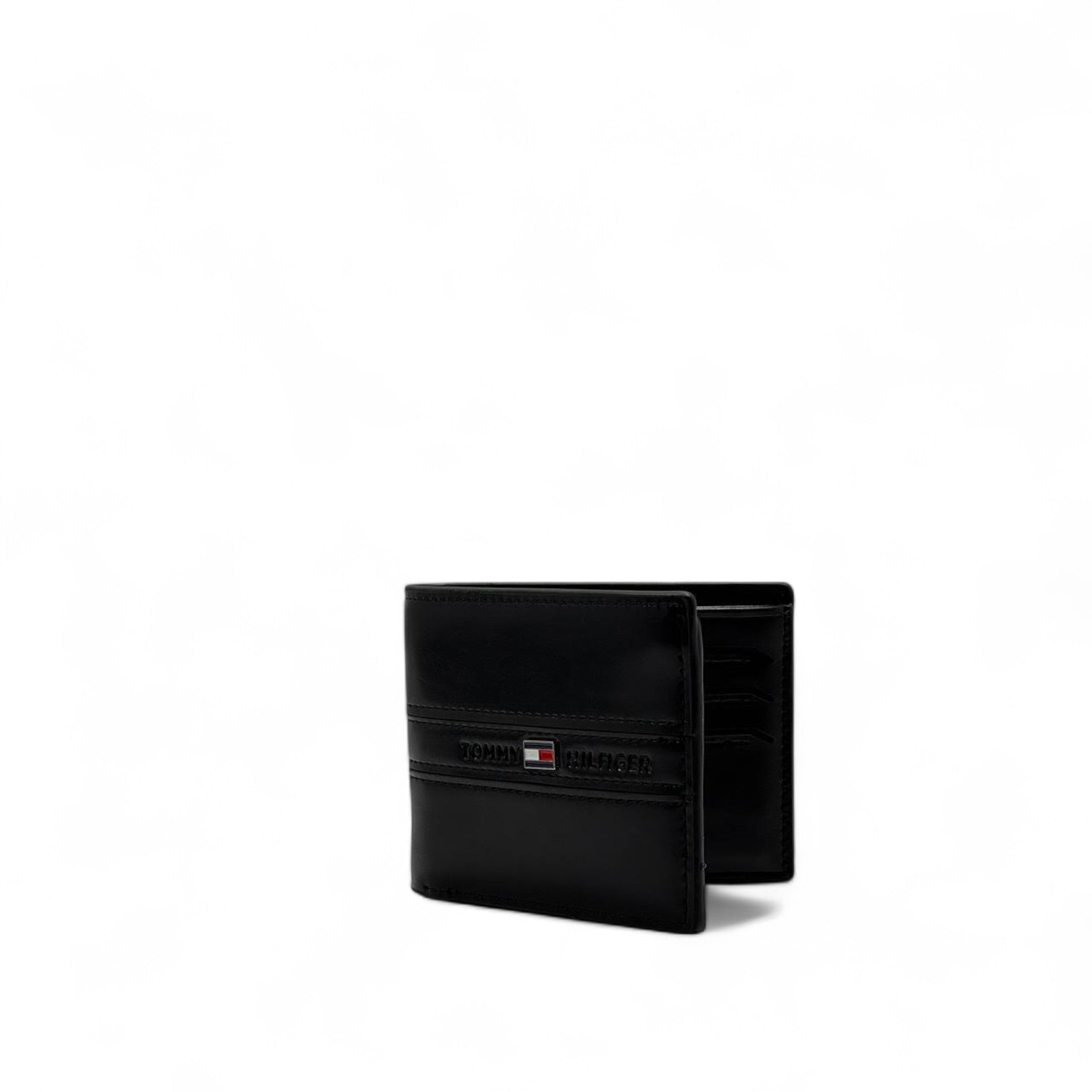 Tommy Hilfiger Black Leather Wallet – Signature Stripe Edition