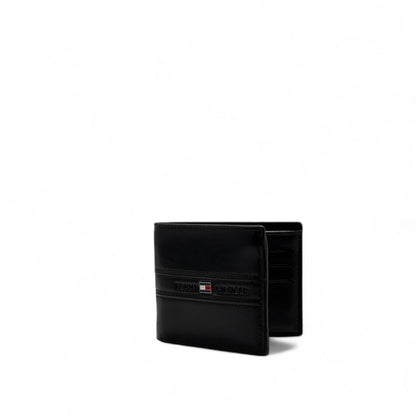 Tommy Hilfiger Black Leather Wallet – Signature Stripe Edition