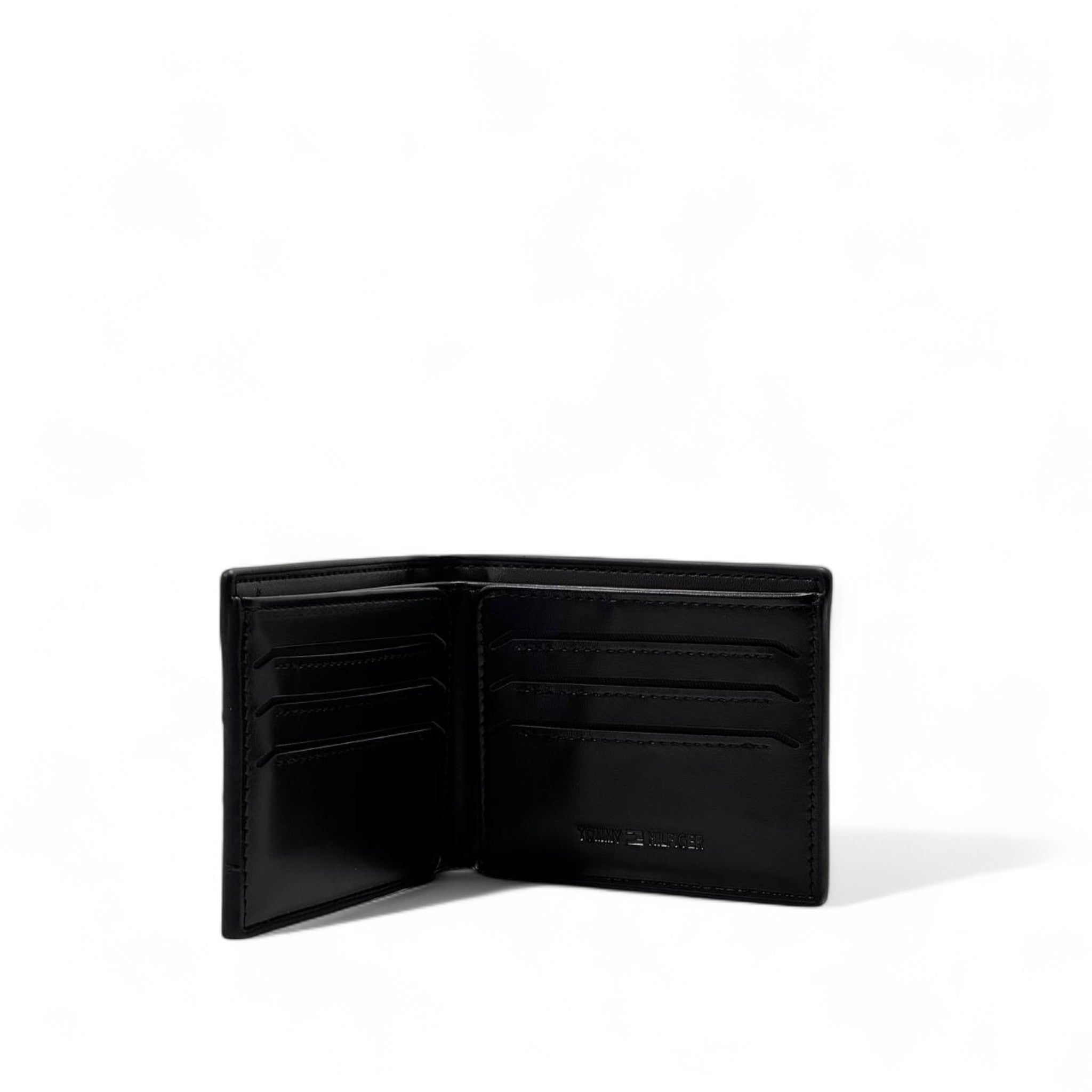Tommy Hilfiger Black Leather Wallet – Signature Stripe Edition