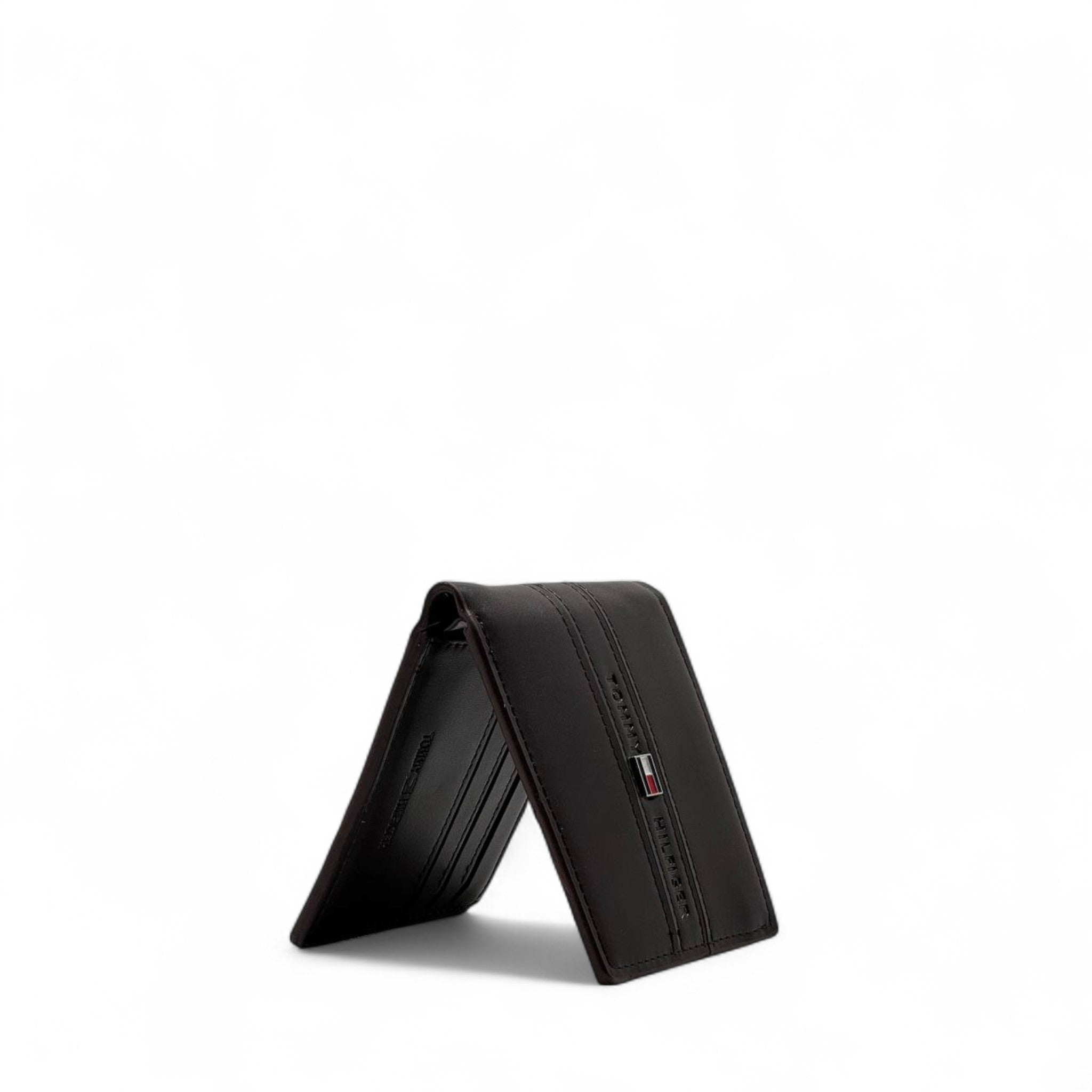 Tommy Hilfiger Classic Black Leather Wallet – Horizontal Logo Edition