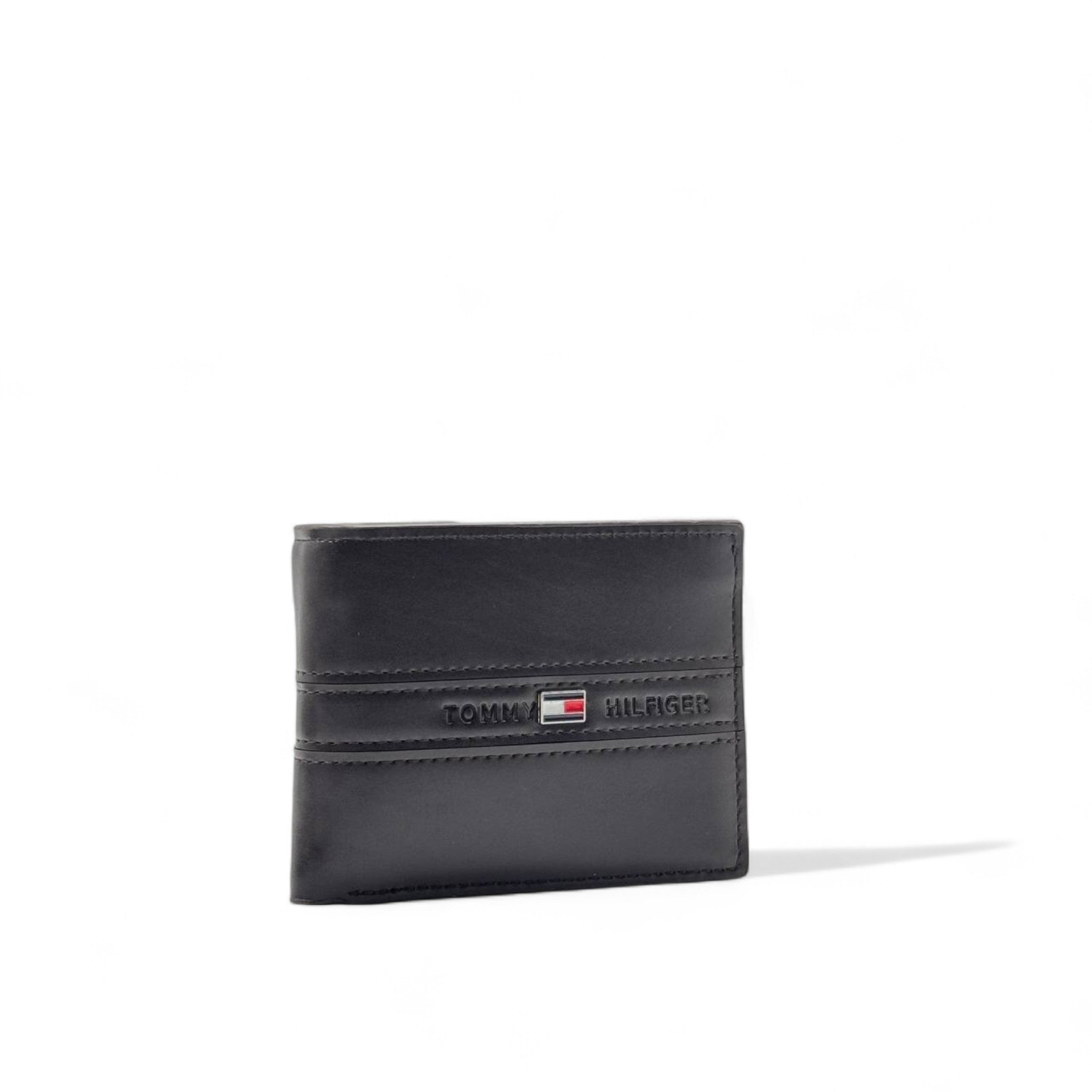 Tommy Hilfiger Classic Black Leather Wallet – Horizontal Logo Edition
