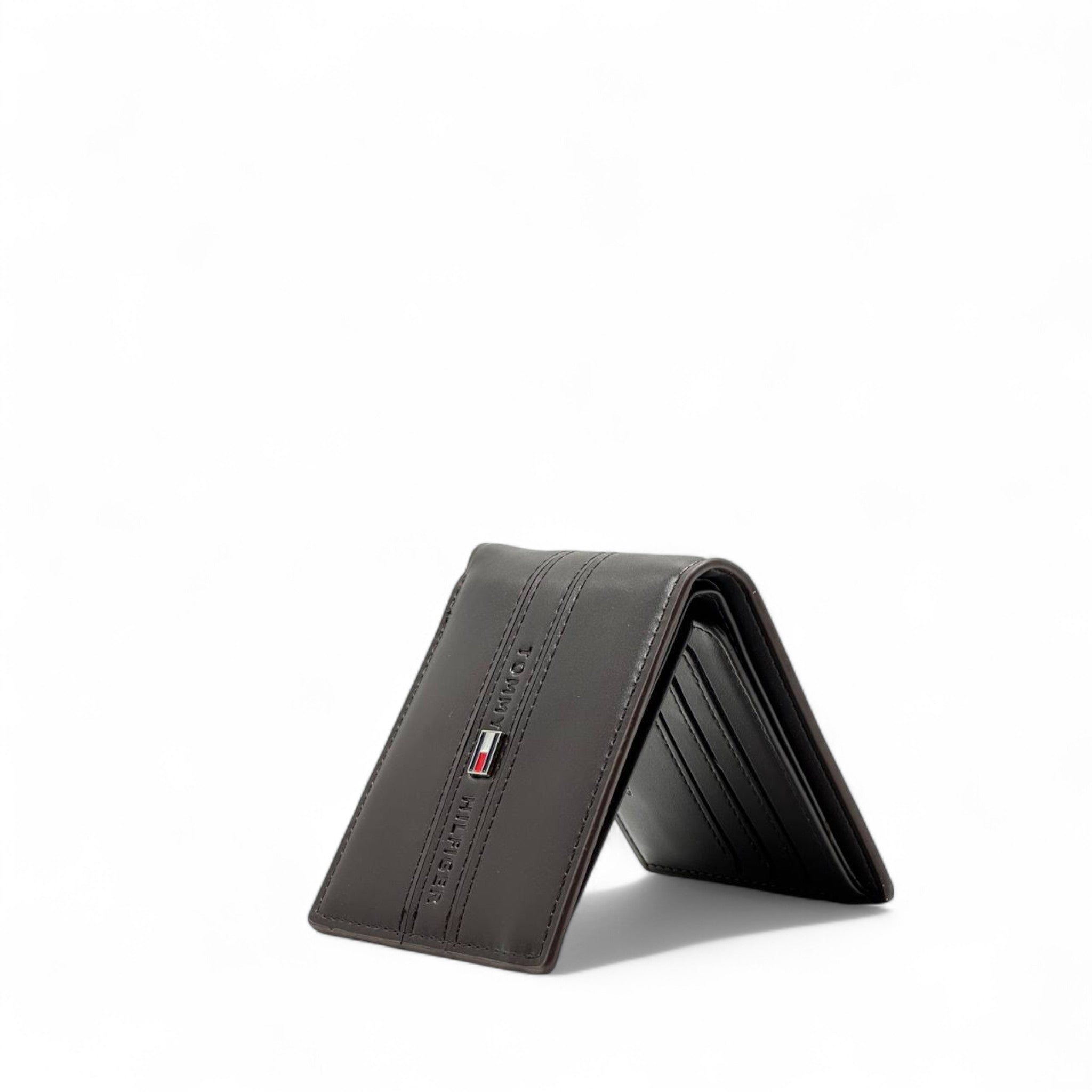 Tommy Hilfiger Classic Black Leather Wallet – Horizontal Logo Edition