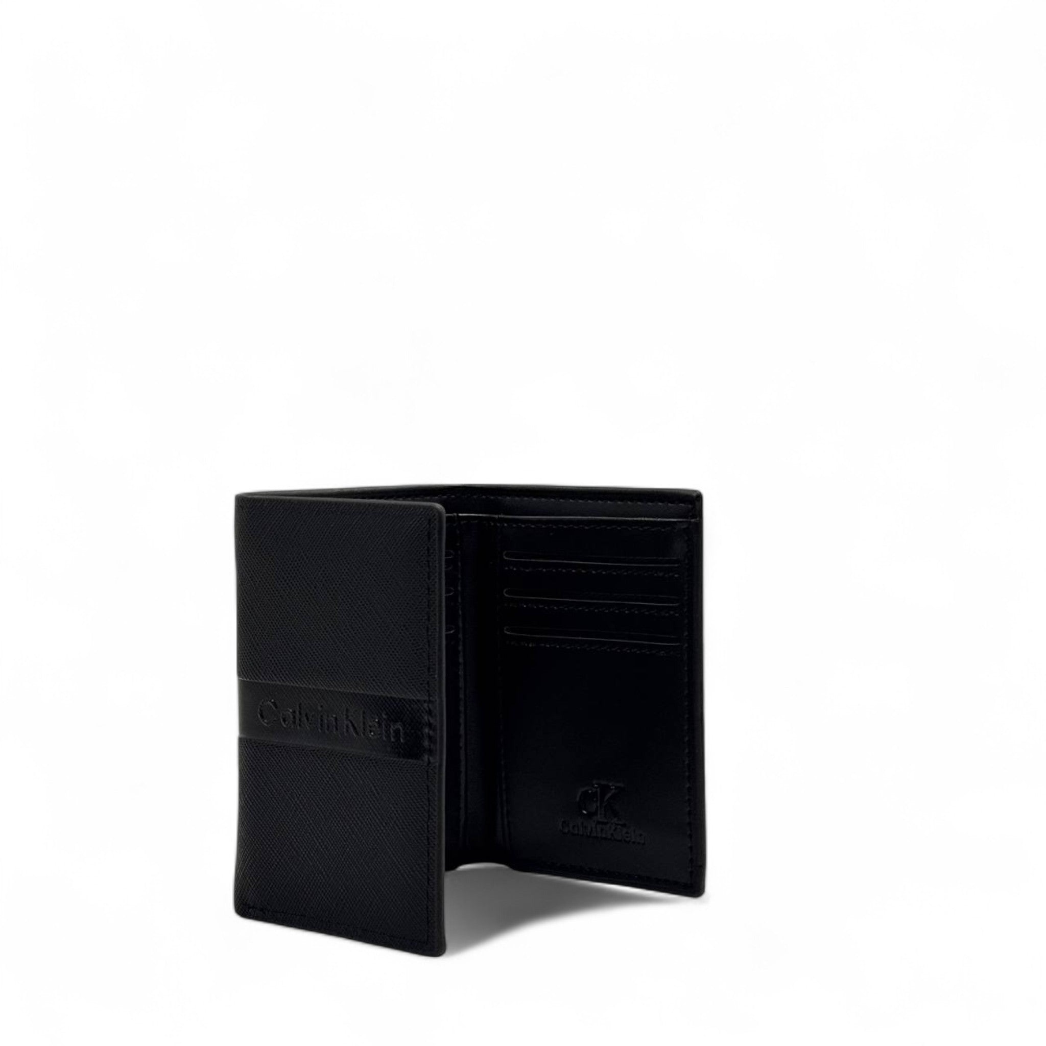 Calvin Klein Black Leather Card Wallet – Minimalist Embossed Edition