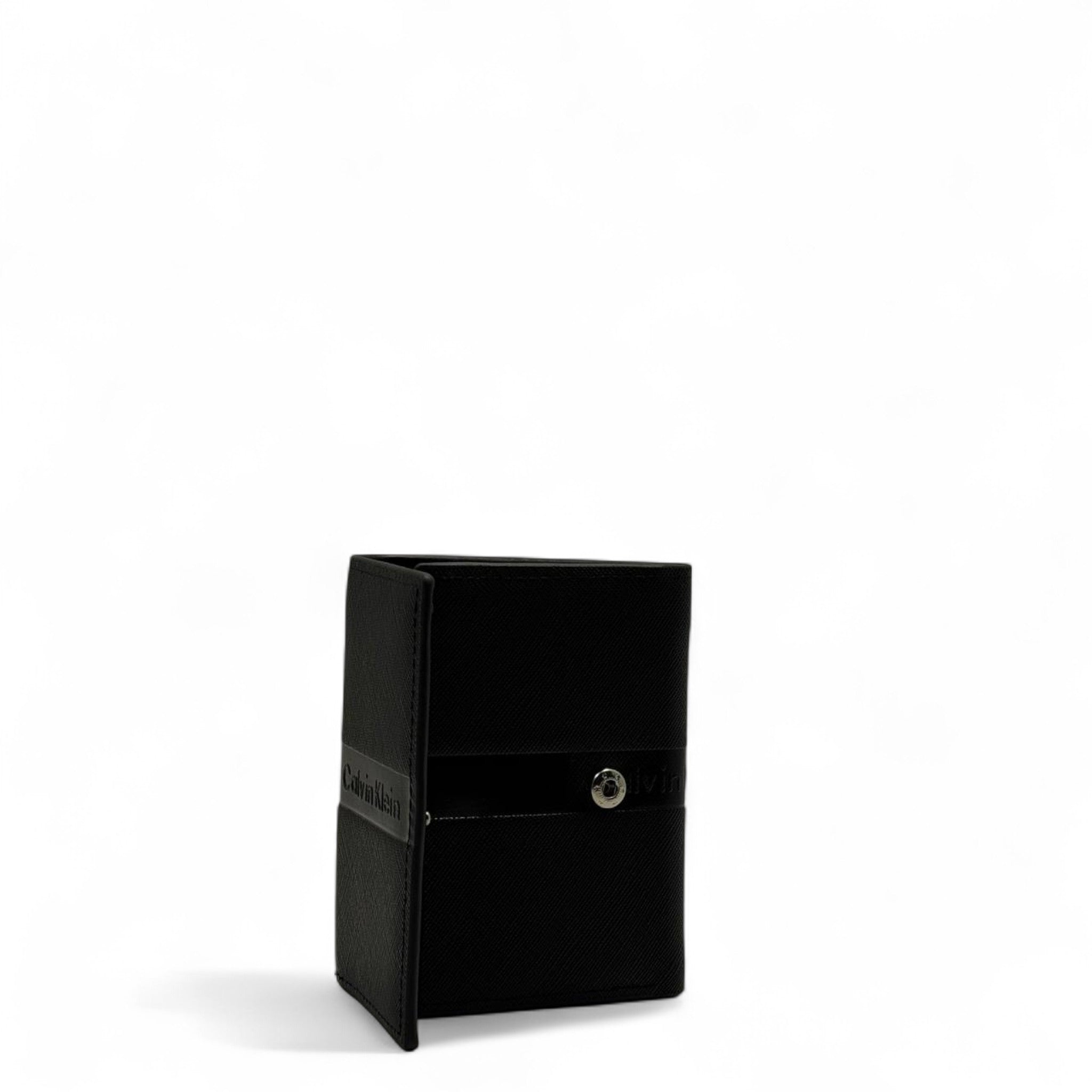 Calvin Klein Black Leather Card Wallet – Minimalist Embossed Edition