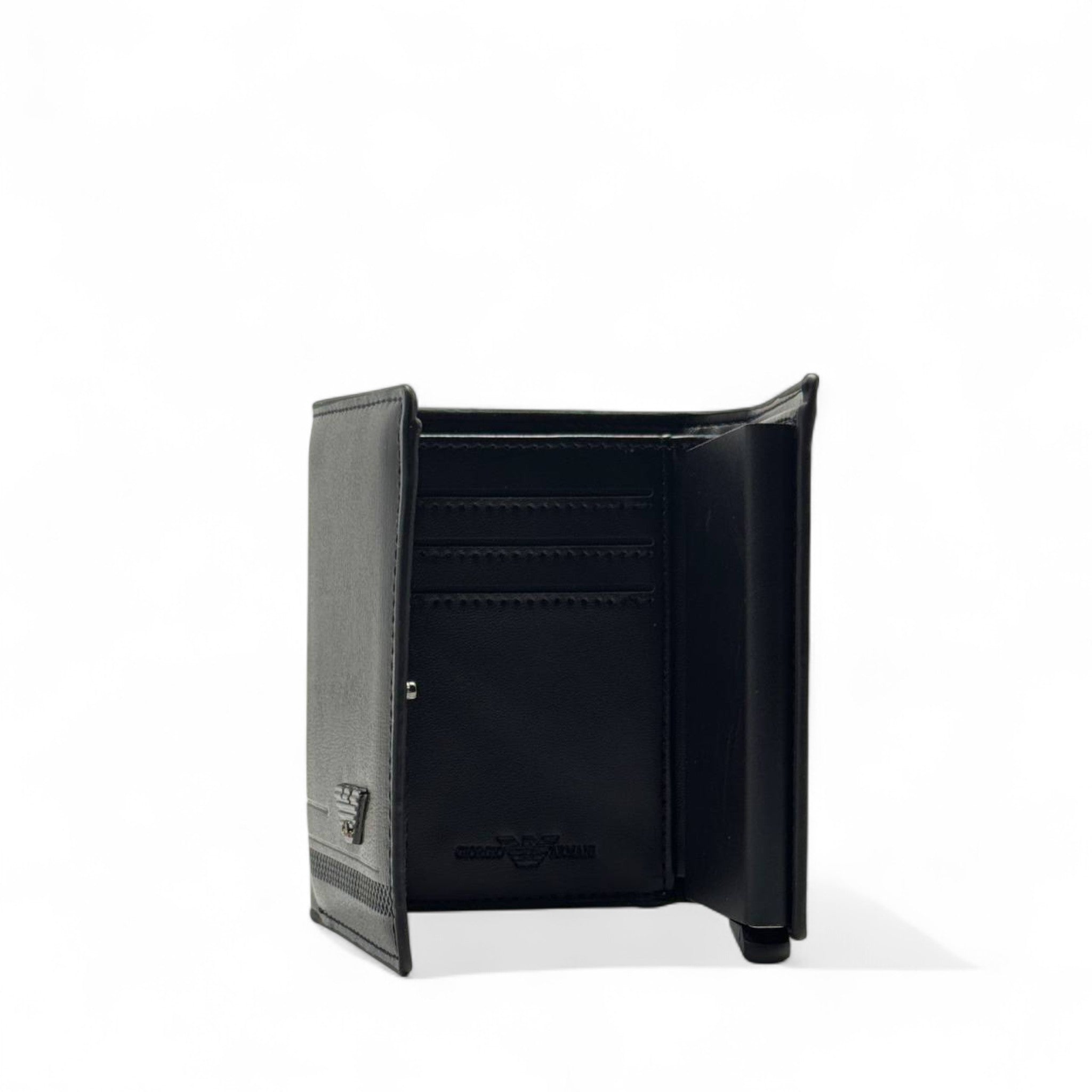 Emporio Armani Black Leather Wallet – Sleek Eagle Logo Edition